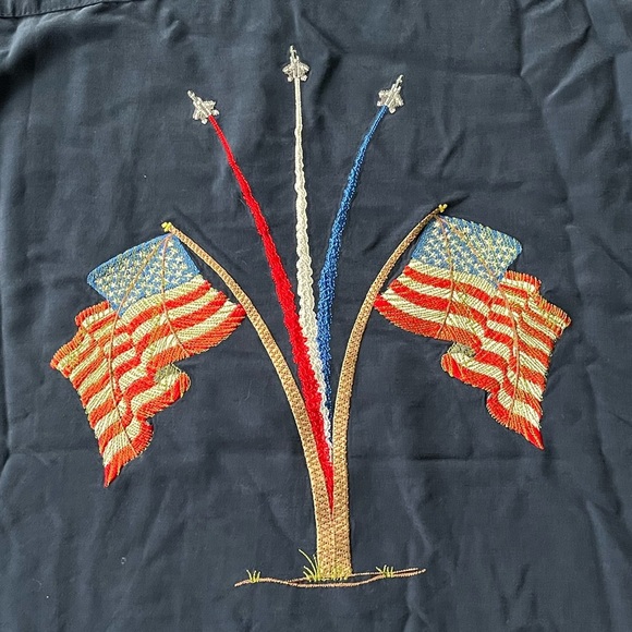 USA FLAG BAMBOO CAY SHIRT ORIGINAL XL Embroidered Patriotic Eclectic Grandpa - Picture 10 of 10